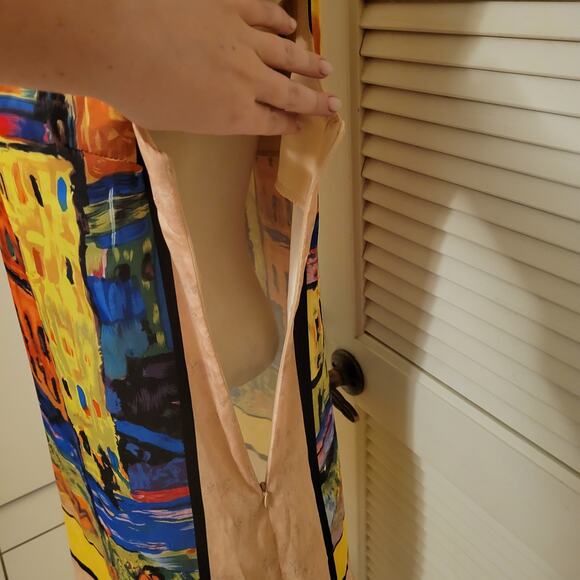 Impressionist Art Print Sheath Dress Sweet Miss Medium Venice Scene Silky - Picture 4 of 8